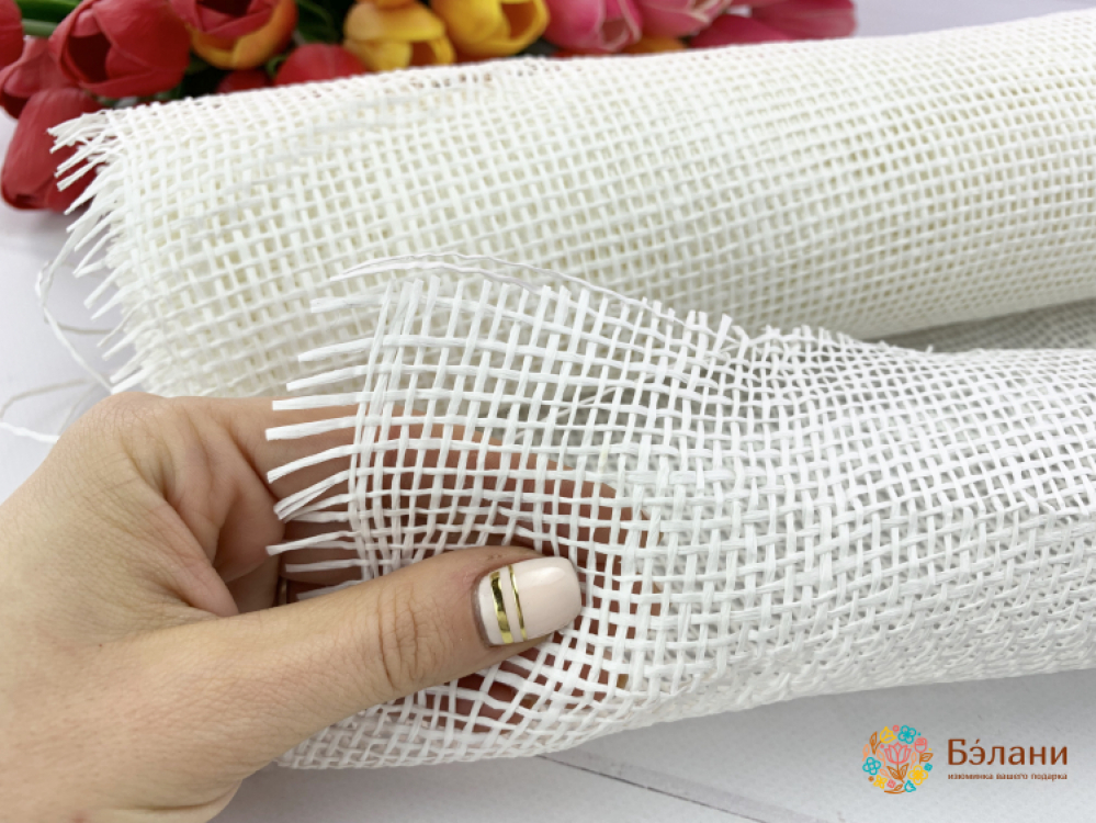 Grid Floral "împletitură" Alb