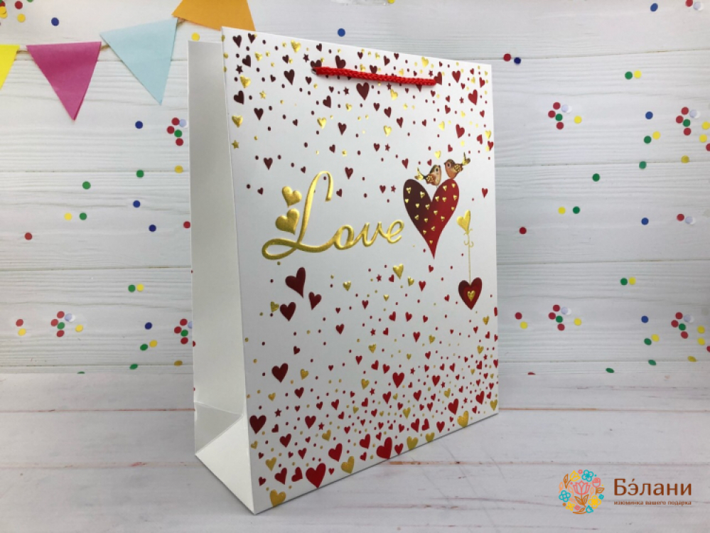 Geantă Cadou „Dragoste” Alb M