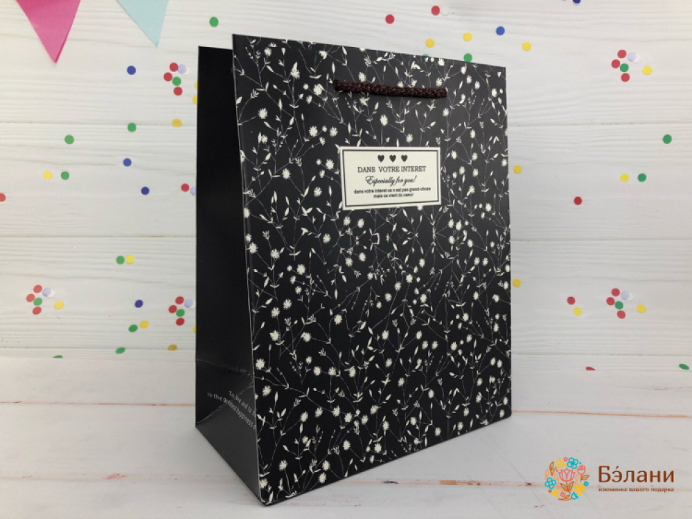 Geantă Cadou "flori De Primăvară" Negru M