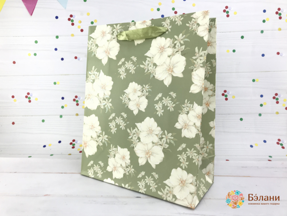 Geantă Cadou „Trandafir Vintage” Verde S