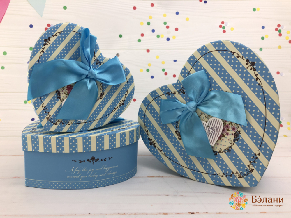 Cutie Cu Formă De Inimă Albastru Polka Dot