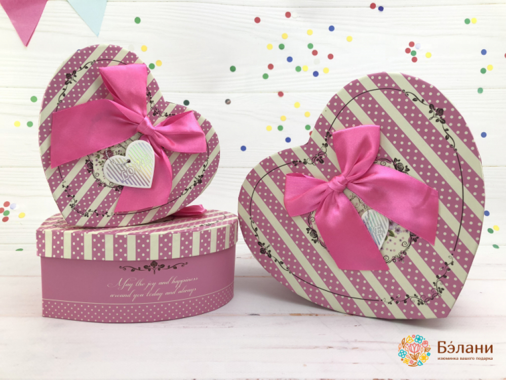 Cutie În Formă De Inimă Roz Polka Dot