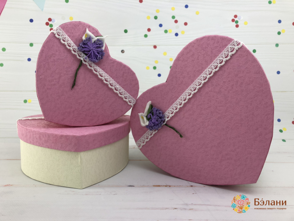 Cutie În Formă De Inimă „Cu Floare” Roz