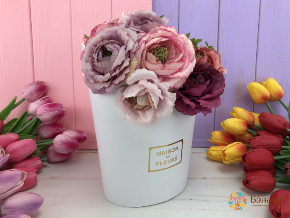 Cutie Cu Flori "maison S" Alb