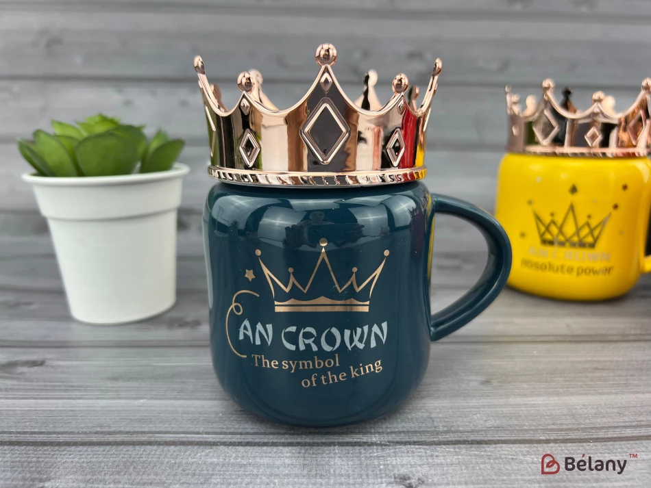 Cana Din Ceramica "an Crown" Albastru Inchis