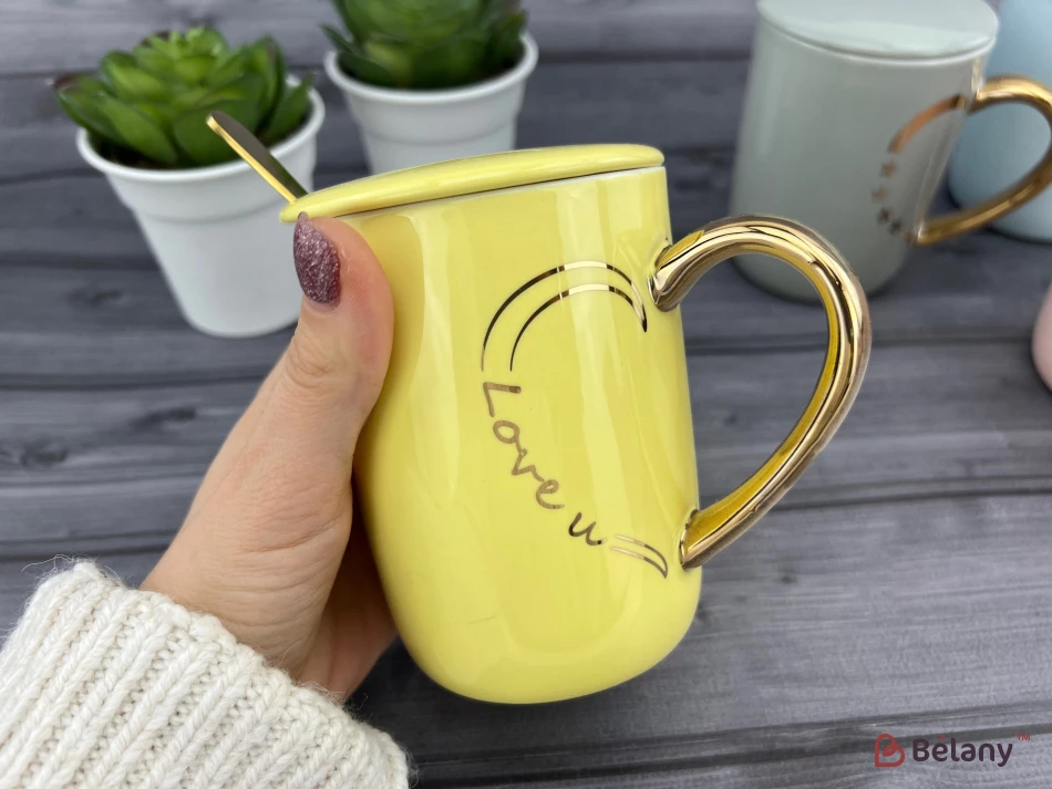 Cana Din Ceramica "jumatate De Inima" Galbena | 2