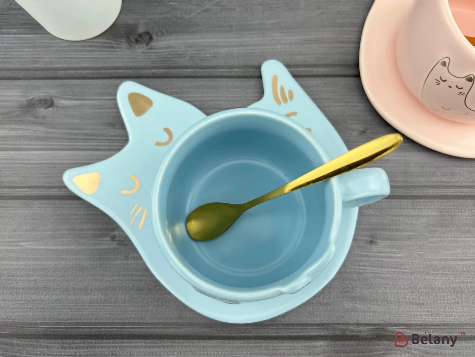 Cana Si Farfuria Din Ceramica "fishcat" Albastru | 5