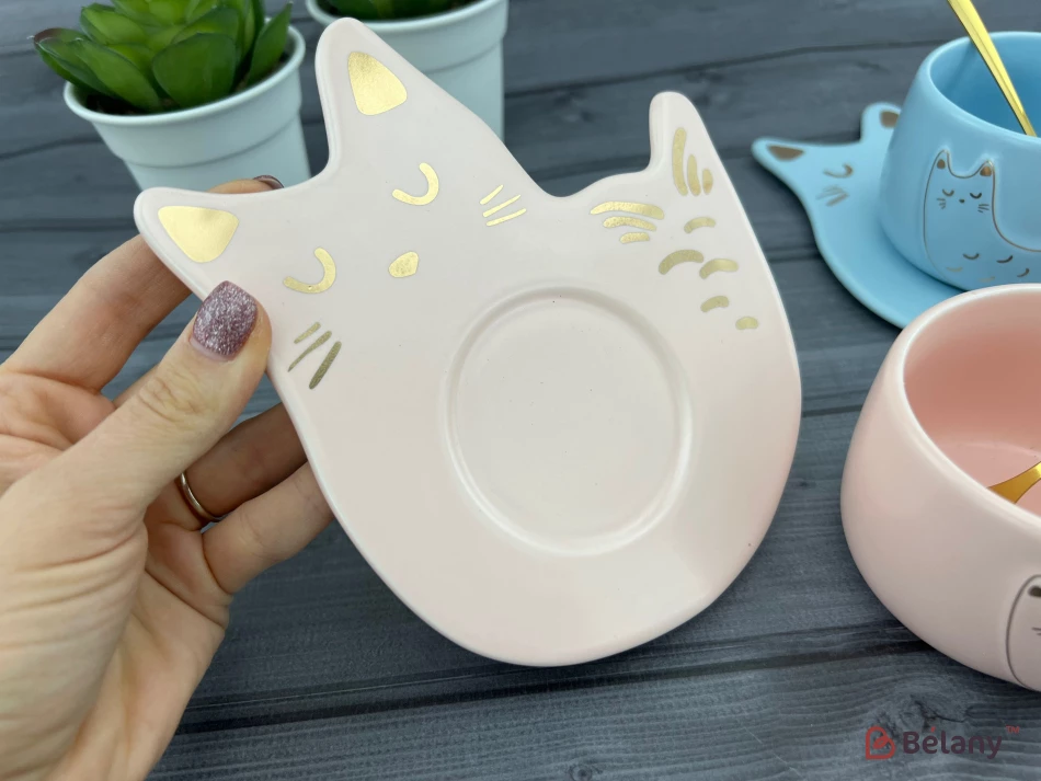 Cana Si Farfuria Din Ceramica "fishcat" Roz | 3