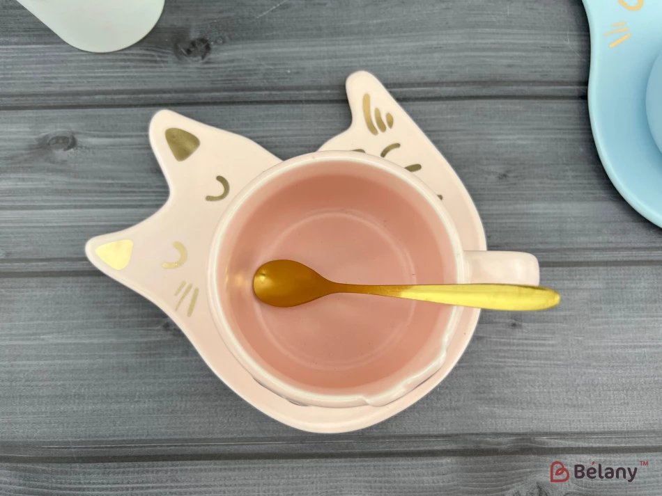 Cana Si Farfuria Din Ceramica "fishcat" Roz | 4