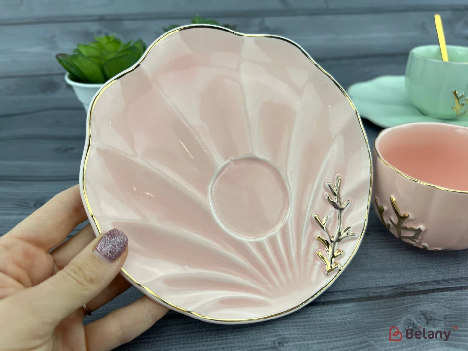 Ceașcă Și Farfurie Din Ceramică „Reef” Roz | 4