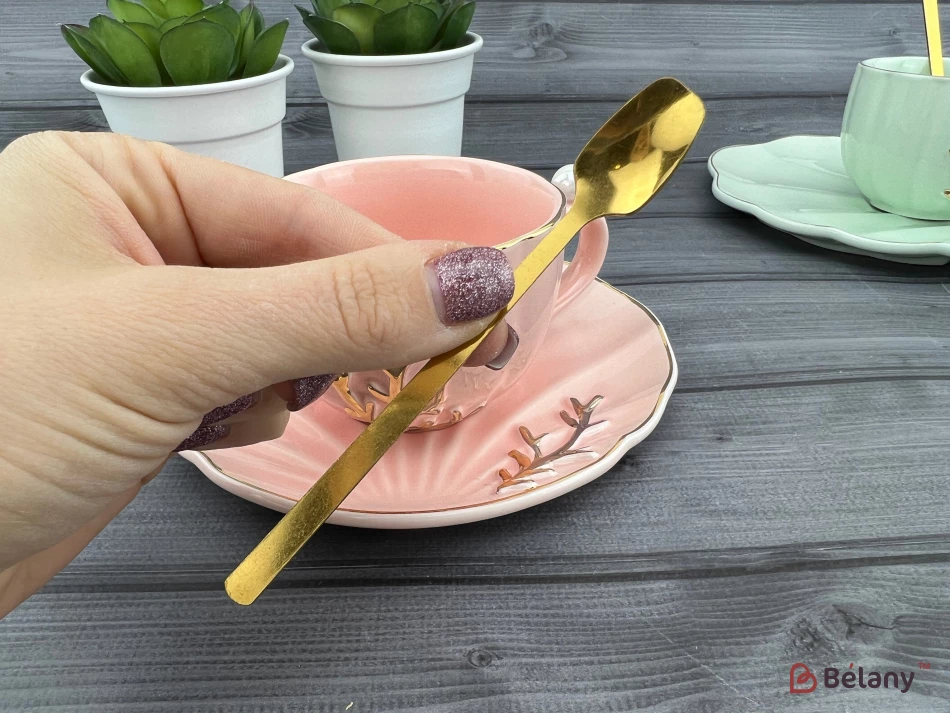 Ceașcă Și Farfurie Din Ceramică „Reef” Roz | 5