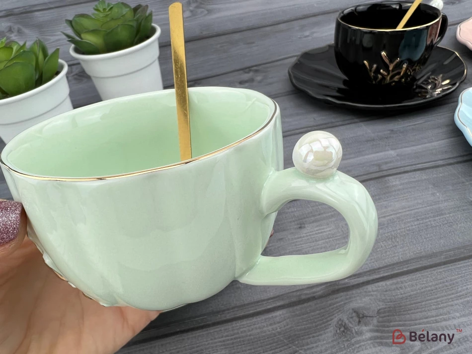 Ceașcă Și Farfurie Din Ceramică „Reef” Mentol | 3