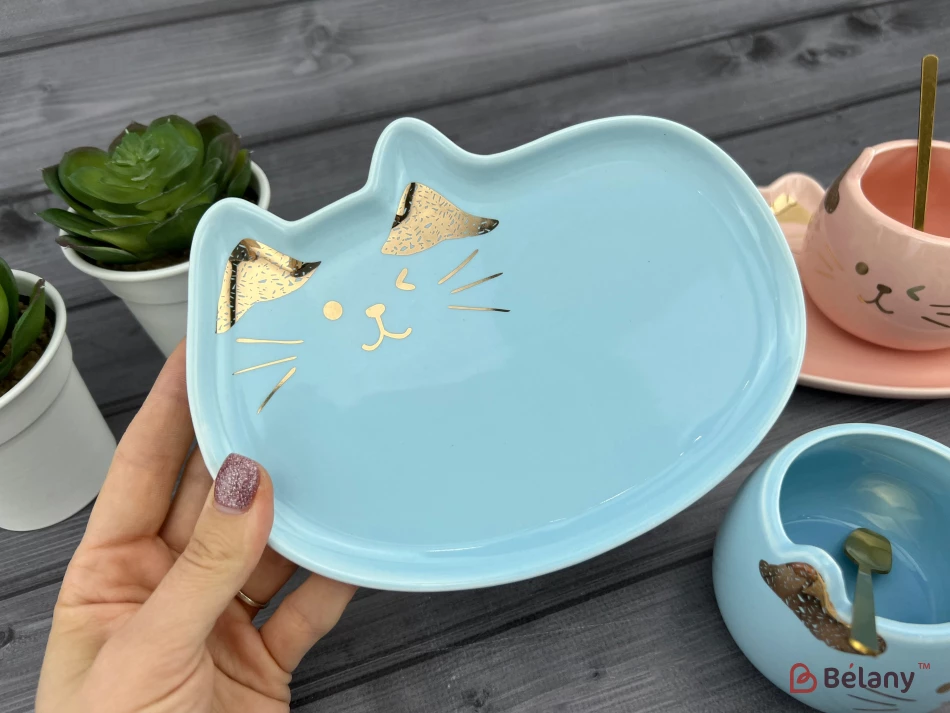 Pahar Si Farfurie Din Ceramica "urechi De Aur" Albastru | 3