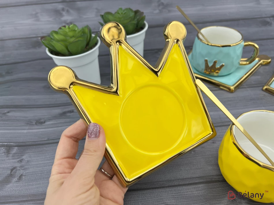 Pahar Si Farfurie Din Ceramica "coroana De Aur" Portocaliu | 4