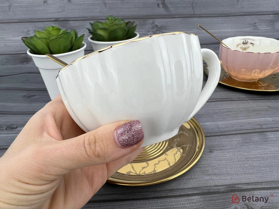 Ceașcă Și Farfurie Din Ceramică „Honnestly” Alb | 2