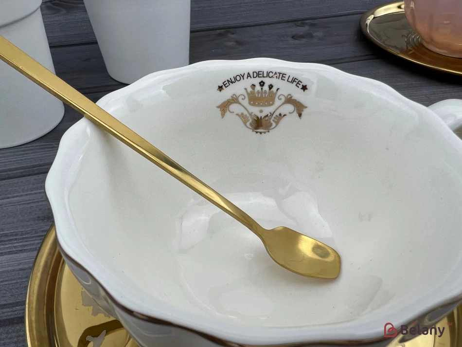 Ceașcă Și Farfurie Din Ceramică „Honnestly” Alb | 3