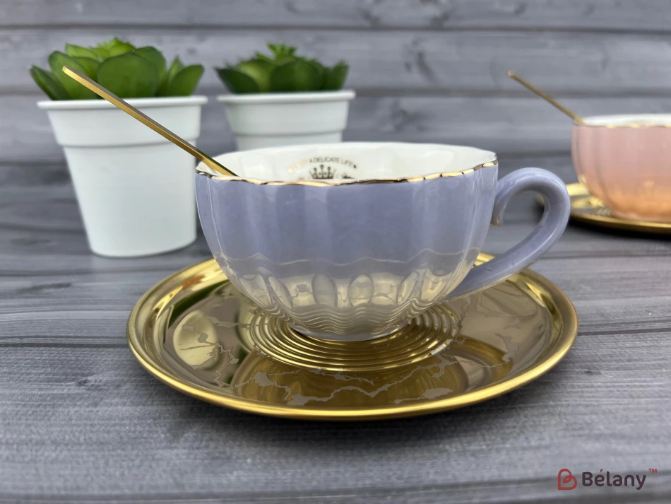 Ceașcă Și Farfurie Din Ceramică „Cinest” Mov