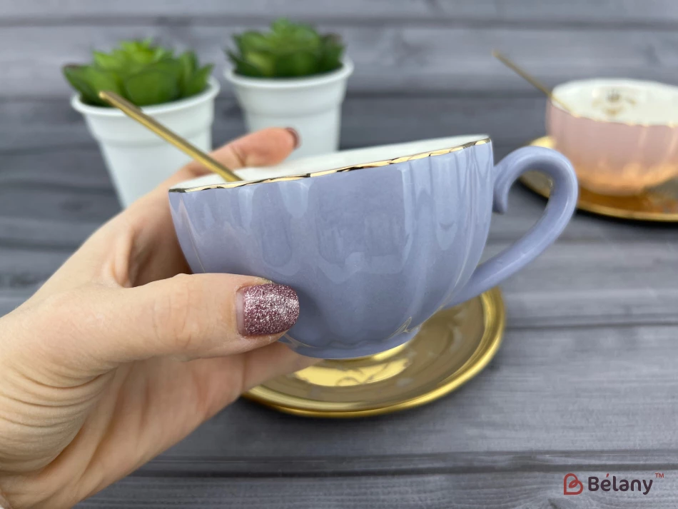 Ceașcă Și Farfurie Din Ceramică „Cinest” Mov | 2