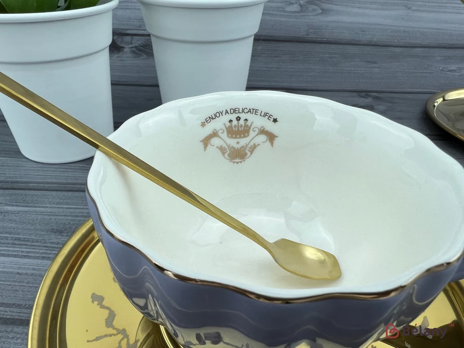 Ceașcă Și Farfurie Din Ceramică „Cinest” Mov | 3