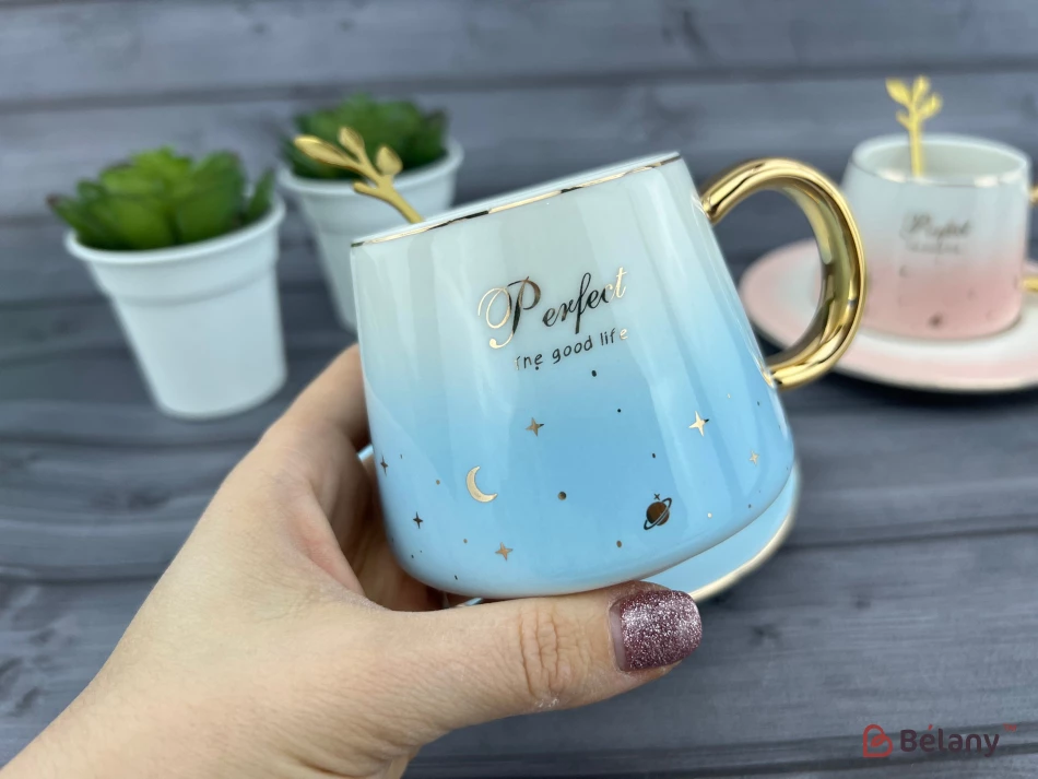 Cana Si Farfuria Din Ceramica "perfect" Albastru | 2