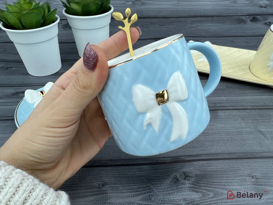 Cana Si Farfurie Din Ceramica "softy Bow" Albastru | 2