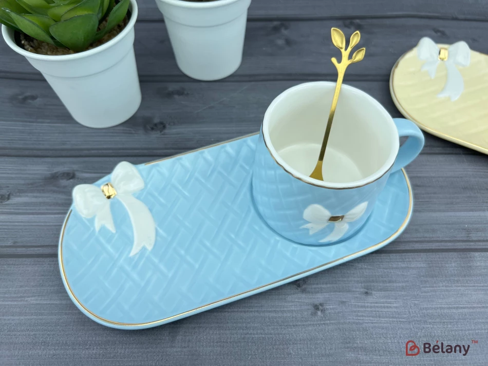 Cana Si Farfurie Din Ceramica "softy Bow" Albastru | 3