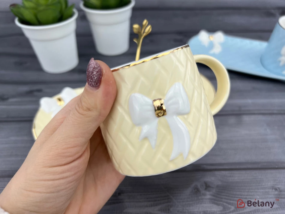 Cana Si Farfurie Ceramica "softy Bow" Crema | 2