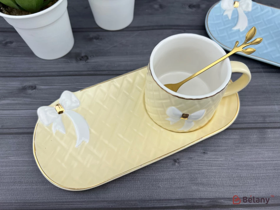 Cana Si Farfurie Ceramica "softy Bow" Crema | 3