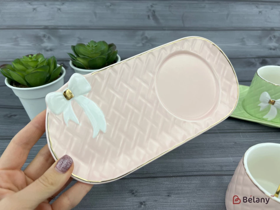 Cana Si Farfurie Din Ceramica "softy Bow" Roz | 3