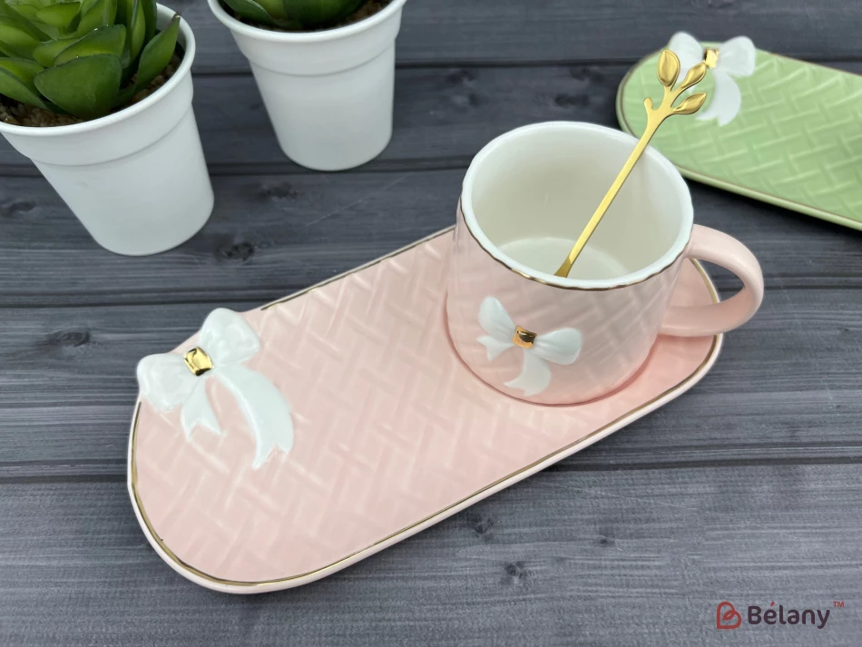 Cana Si Farfurie Din Ceramica "softy Bow" Roz | 4