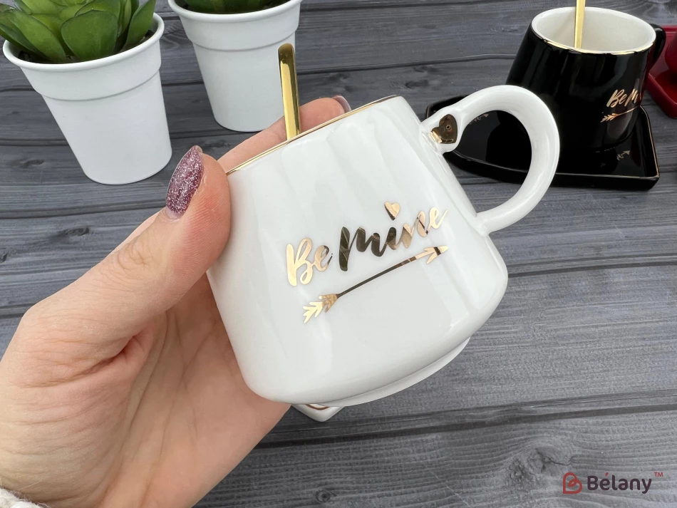 Cana Si Farfuria Din Ceramica "be Mine" Alb | 2