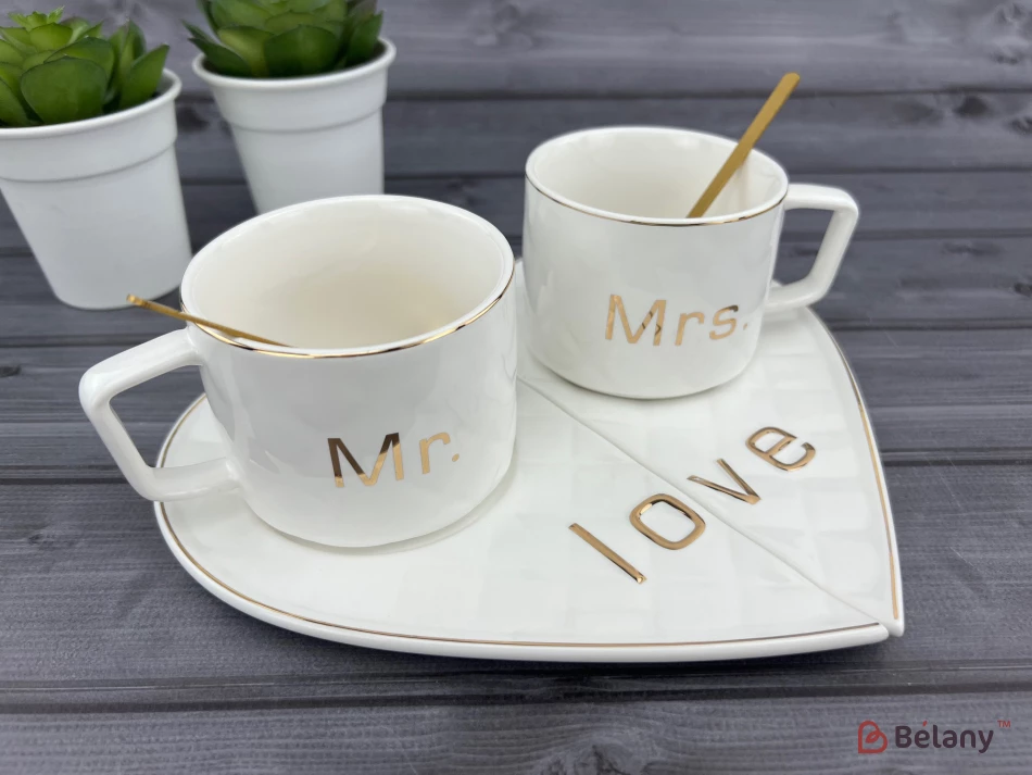 Ceașcă Și Farfurie Din Ceramică „One Whole” Alb