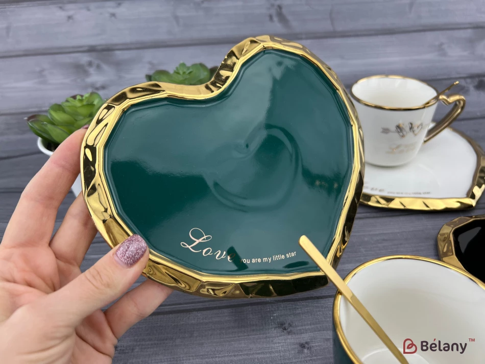 Pahar Si Farfurie Din Ceramica "inima De Aur Adanc" Smarald | 3