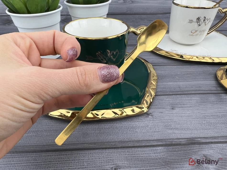 Pahar Si Farfurie Din Ceramica "inima De Aur Adanc" Smarald | 4