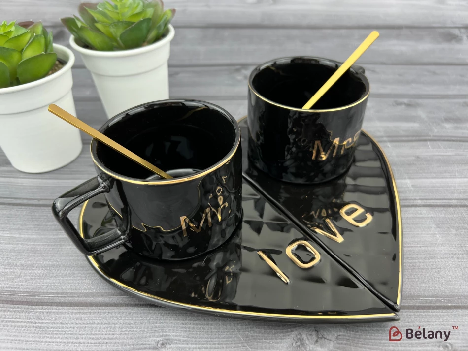 Ceașcă Și Farfurie Din Ceramică „One Whole” Neagră