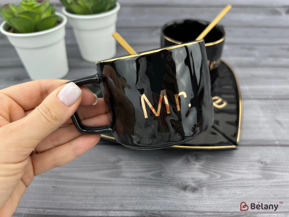 Ceașcă Și Farfurie Din Ceramică „One Whole” Neagră | 2