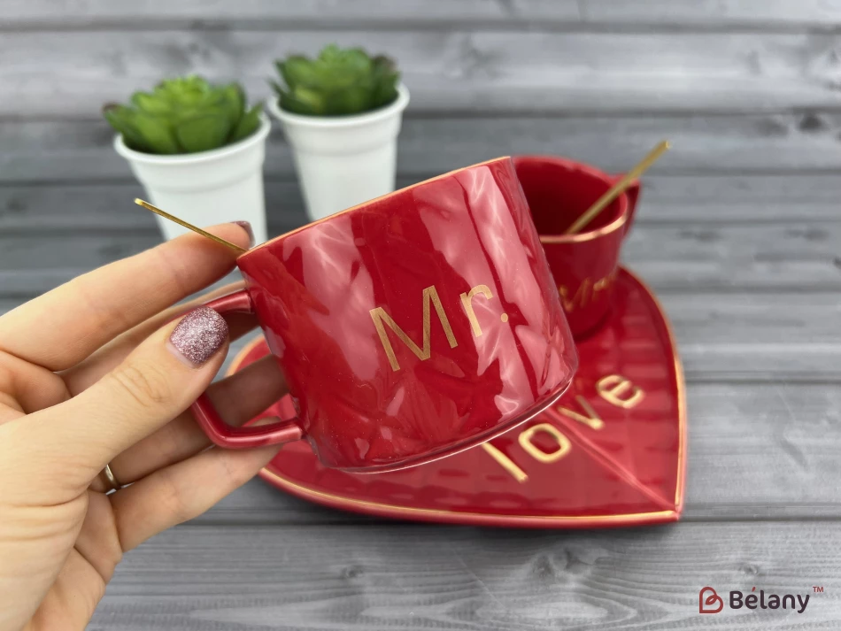 Ceașcă Și Farfurie Din Ceramică „One Whole” Roșu | 2