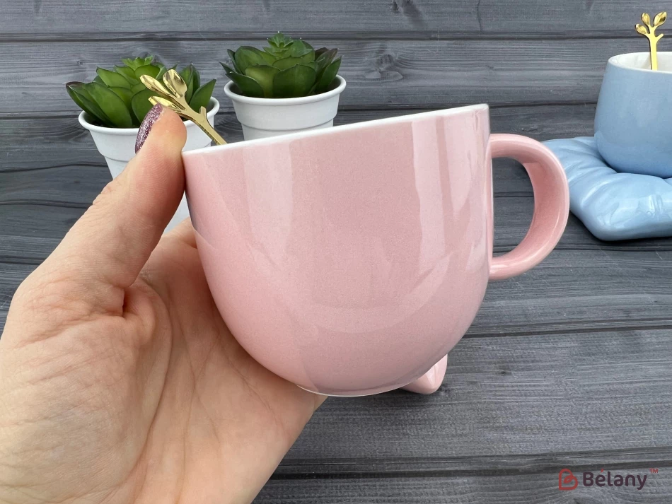 Cana Si Farfuria Ceramica "cup Pe Perna" Roz | 2