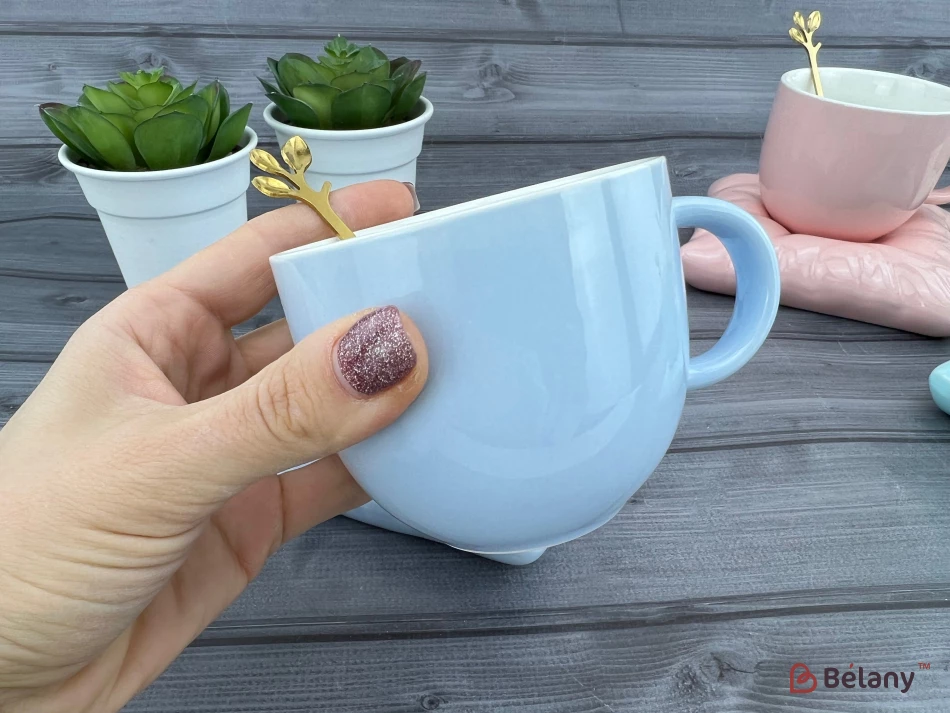 Pahar Si Farfurie Ceramica "cup Pe Perna" Albastru | 2