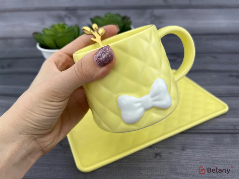 Cana Si Farfuria Din Ceramica "softy" Galben | 3