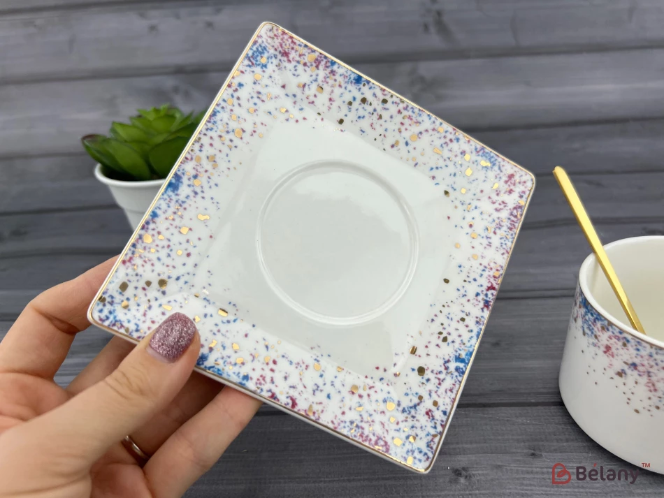 Pahar Si Farfurie Din Ceramica "space Dust" Alb | 3