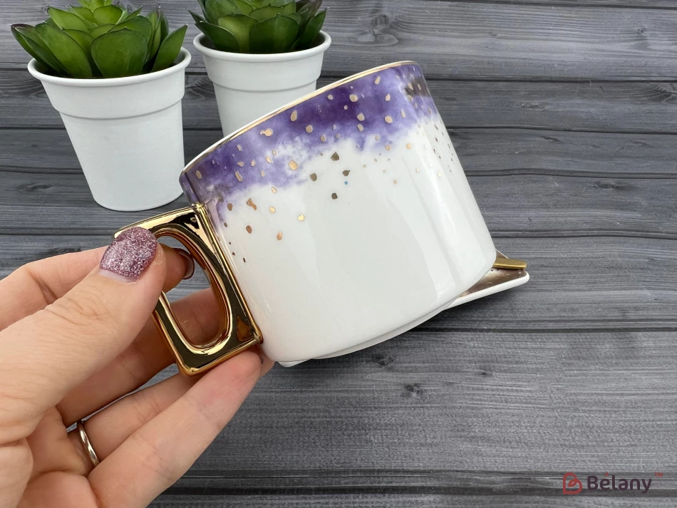 Ceașcă Și Farfurie Din Ceramică „Space Dust” Mov | 2