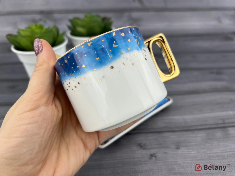 Cana Si Farfuria Din Ceramica "space Dust" Albastru | 2