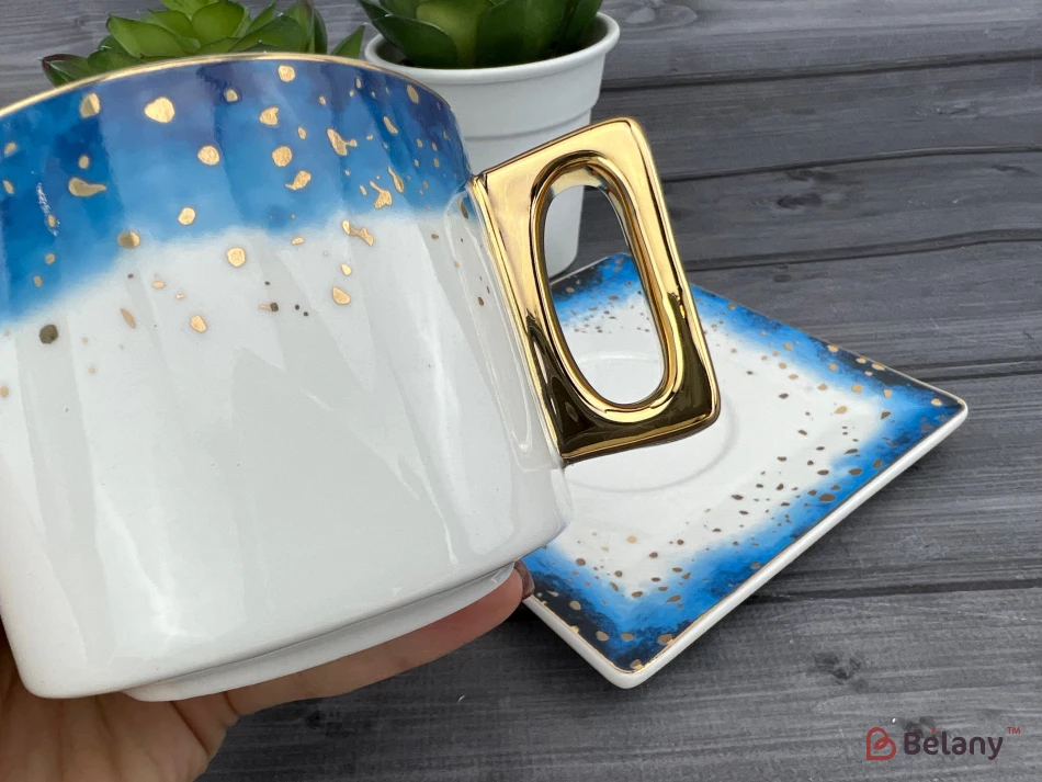 Cana Si Farfuria Din Ceramica "space Dust" Albastru | 3