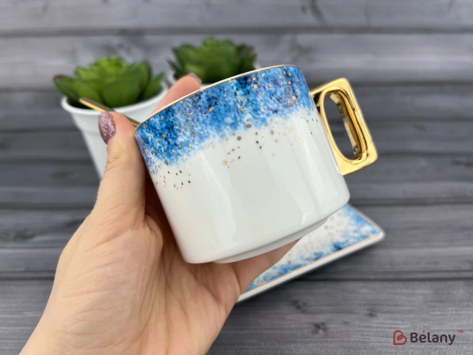 Cana Si Farfuria Din Ceramica "space Dust" Albastru | 2