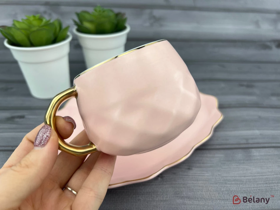 Cana Si Farfuria Din Ceramica "oyster" Roz | 2