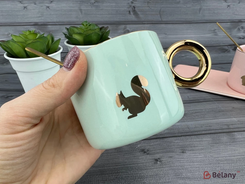 Cana Si Farfuria Din Ceramica "animale" Menta | 2