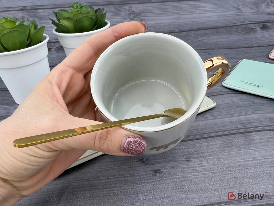 Ceașcă Și Farfurie Din Ceramică „Animale” Gri | 5