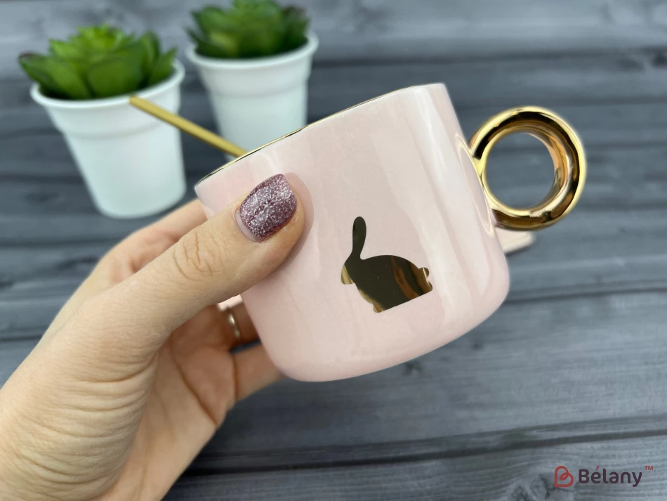 Cana Si Farfuria Din Ceramica "animale" Roz | 2