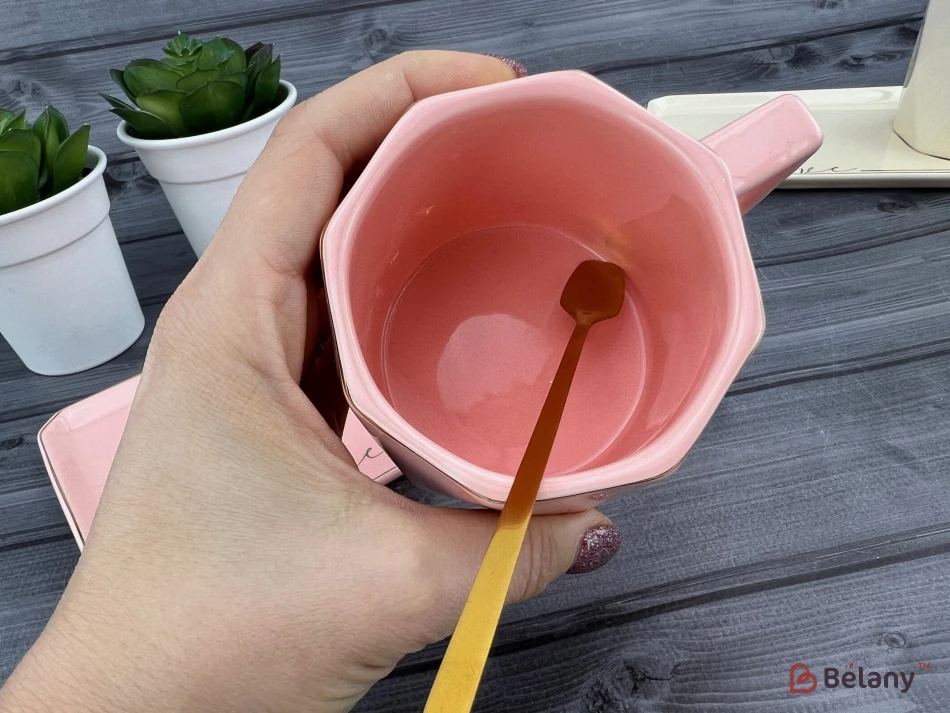 Cana Si Farfuria Din Ceramica "love It" Roz | 3